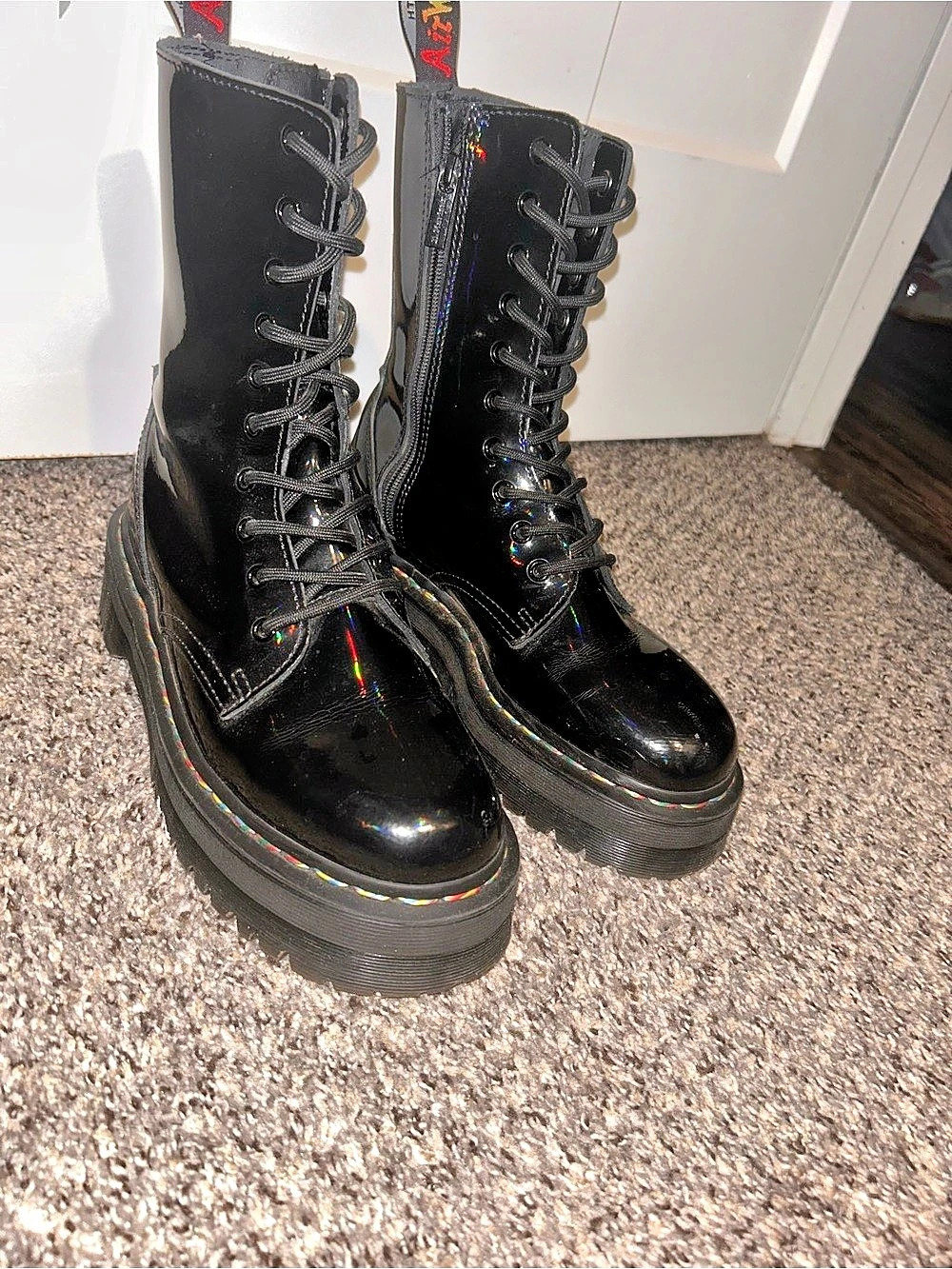 Dr. Martens Jadon Hologram Leather Platform Combat Boots US 9